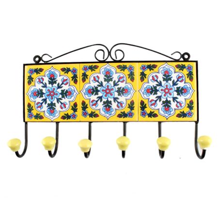 White Floral Ceramic Tile Hook